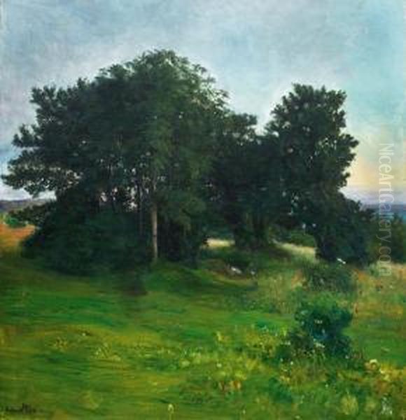 Lovtraer, Aftenlys 1898 Oil Painting by Halfdan Strom