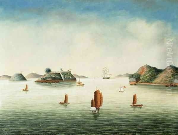 View of Canton area, c.1850 Oil Painting by Anonymous Artist