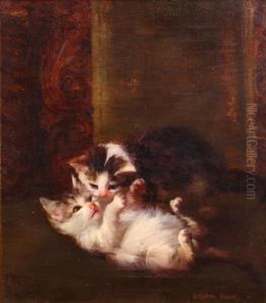 Two Kittens Playing Oil Painting by Elizabeth Strong