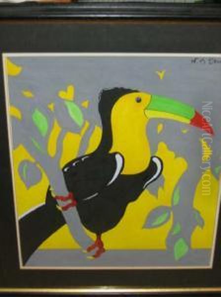 Toucan On A Branch Oil Painting by Joseph D. Strong