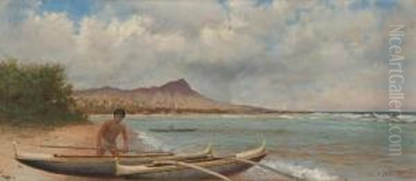 Hawaiian Fisherman Near Diamond Head Oil Painting by Joseph D. Strong