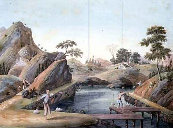 View of a Rock Quarry, 1820 Oil Painting by Anonymous Artist