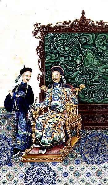 Emperor Seated with a Man Oil Painting by Anonymous Artist