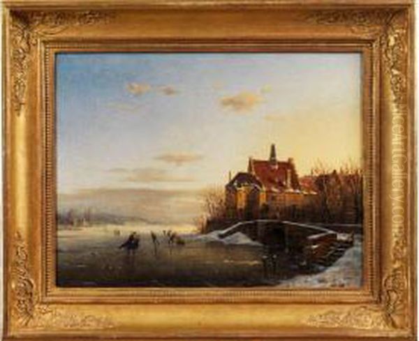 Niederlandische Polderlandschaft Oil Painting by Francois Stroobant