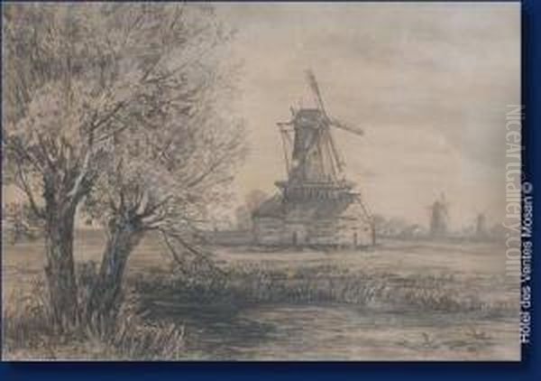 Paysage Aumoulin Oil Painting by Francois Stroobant