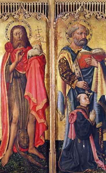 St. John the Baptist and St. Peter, from the Altarpiece of Pierre Rup, c.1450 Oil Painting by Anonymous Artist