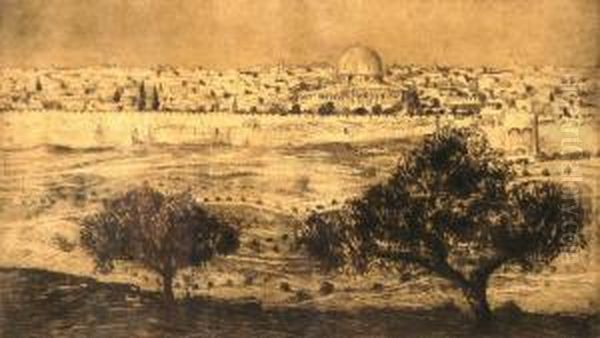 Panoramic View Of Jerusalem Oil Painting by Hermann Struck