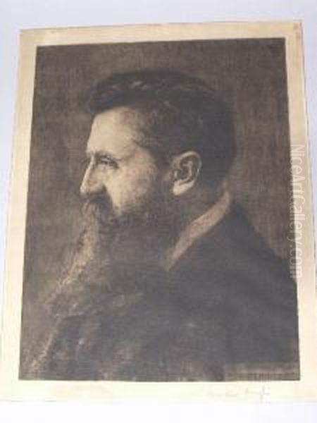 Portrait Of Theodor Herzl Oil Painting by Hermann Struck