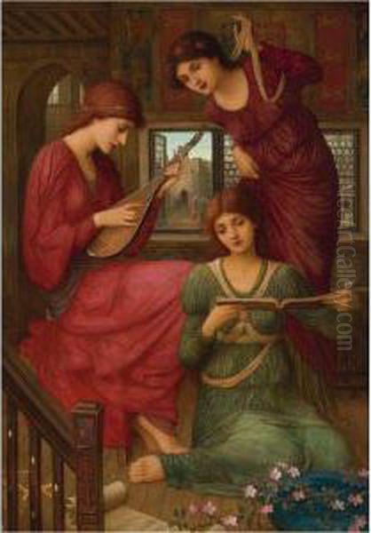 In The Golden Days Oil Painting by John Melhuish Strudwick