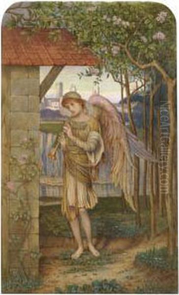 An Angel, From A Golden Thread Oil Painting by John Melhuish Strudwick