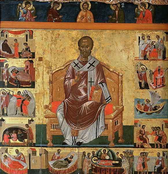 St. Nicolas and scenes of his life Oil Painting by Anonymous Artist