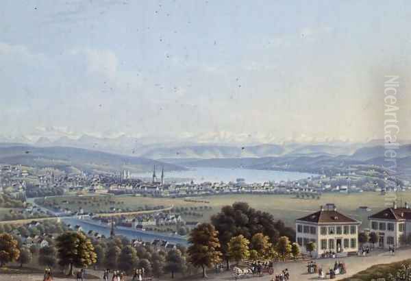 View of Zurich, c.1840 Oil Painting by Anonymous Artist