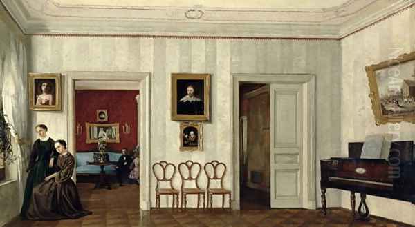 The small hall with the piano Oil Painting by Anonymous Artist