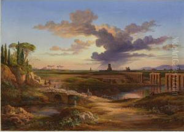 La Via Appia, Campagna Romana Oil Painting by Arthur John Strutt