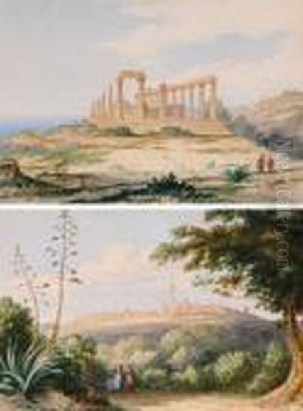 Il Tempio Di Giunone Lucina Ad Agrigento Oil Painting by Arthur John Strutt