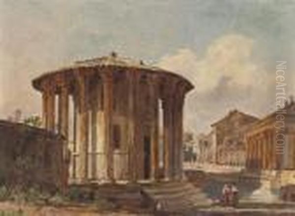 Temple Of Vesta, Rome Oil Painting by Jacob George Strutt