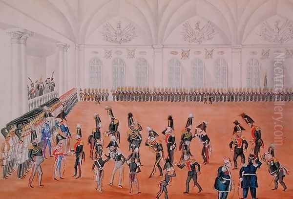 Guard Parade, 1820s Oil Painting by Anonymous Artist