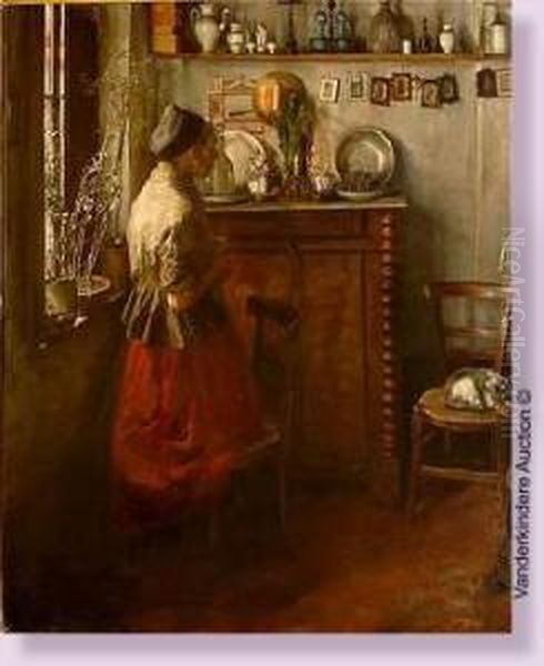 Femme En Priere Dans Un Interieur Oil Painting by Alexandre Theodore Struys