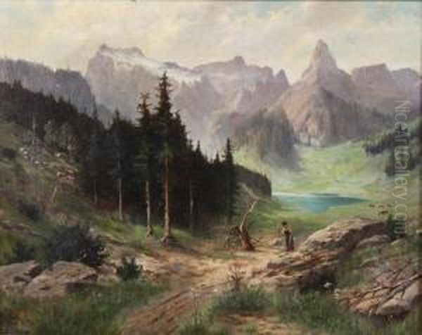 Landscape Oil Painting by August Wilhelm Stryowski