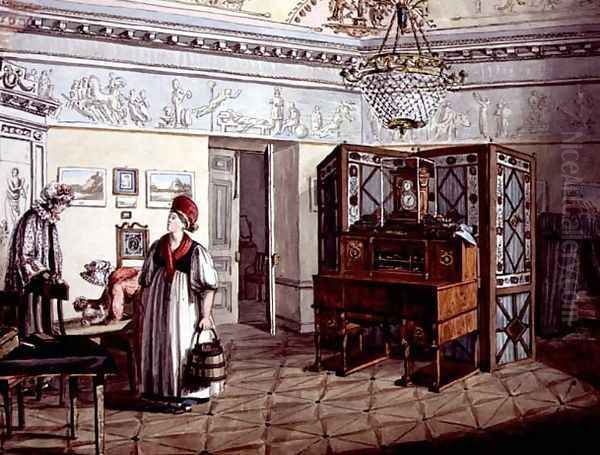 Neo-Classical Nursery in St. Petersburg, 1819 Oil Painting by Anonymous Artist