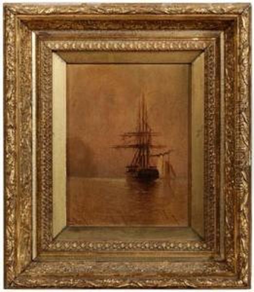 Ship Off Thecoast Oil Painting by Alexander Charles Stuart