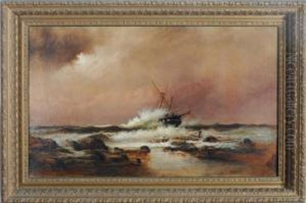 Trouble At Sea Oil Painting by Alexander Charles Stuart