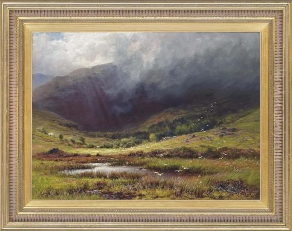 A Moorland Landscape In The Mist Oil Painting by Charles Stuart