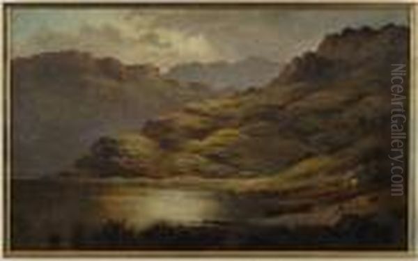 Paysage Lacustre Anime Oil Painting by Charles Stuart