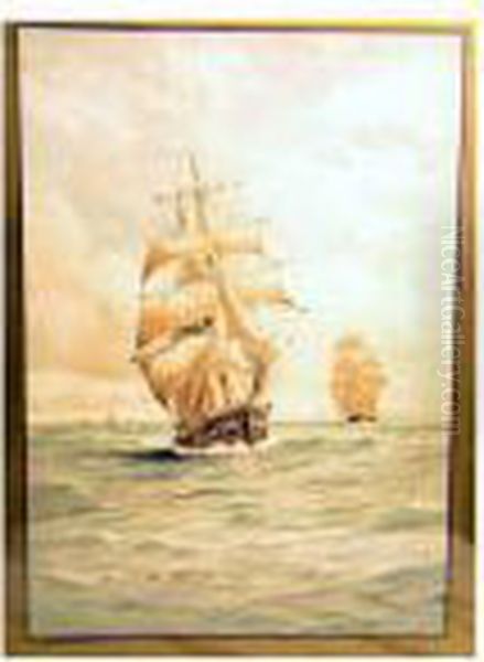 Galleons Oil Painting by Ernest Stuart