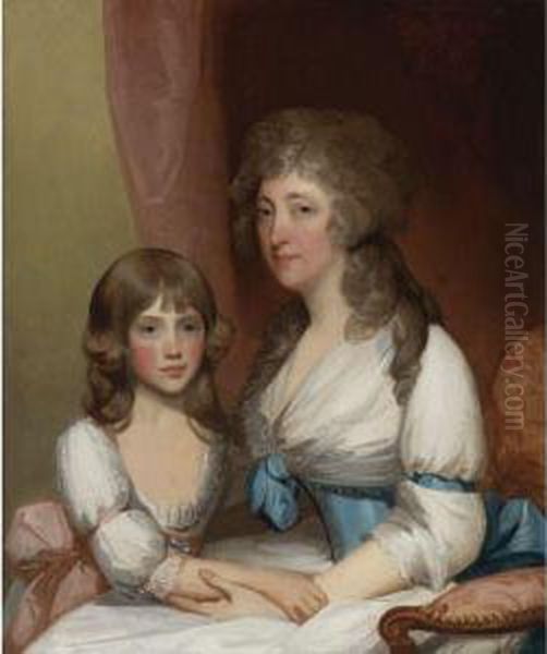 Portrait Of Mrs. Samuel Dick And Her Daughter Oil Painting by Gilbert Stuart