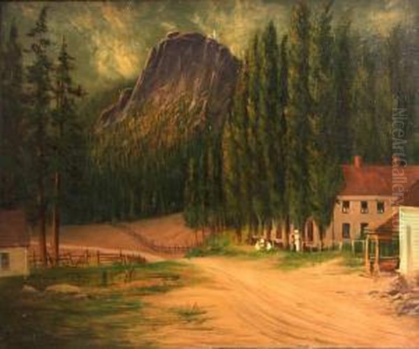 Sugar Loaf From Kyburz Road And A House Along The American River by James Everett Stuart