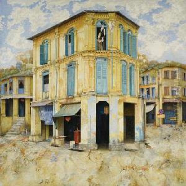 Yellow House, Singapore Oil Painting by James Reeve Stuart