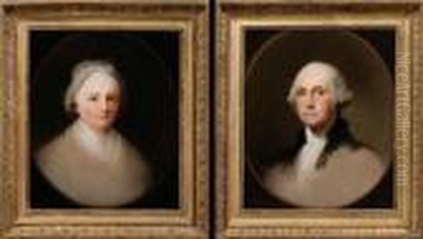 Pair Of Portraits: George And Martha Washington. Oil Painting by Jane Stuart