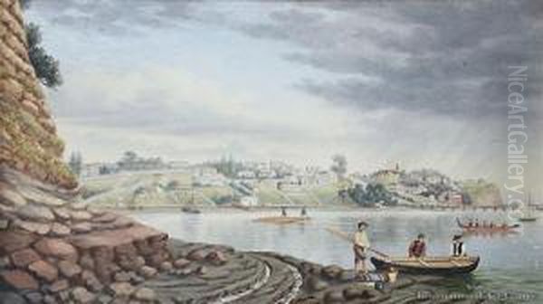 Point Britomart From Official Bay,auckland Oil Painting by Sam Stuart