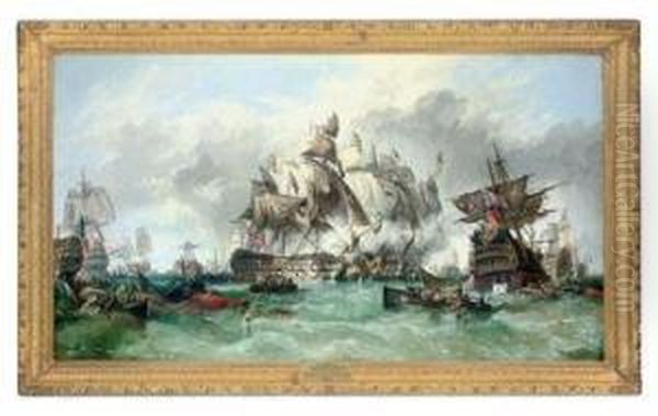 Trafalgar: Almost The End Of The Day, With Victory Assured Oil Painting by William Stuart