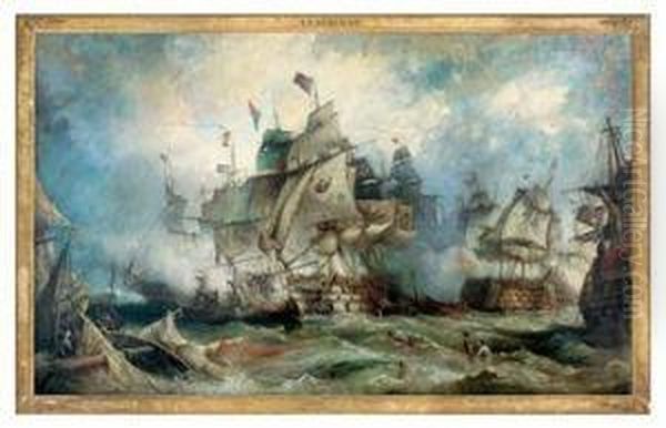 Trafalgar: The Heat Of The Action Oil Painting by William E.D. Stuart