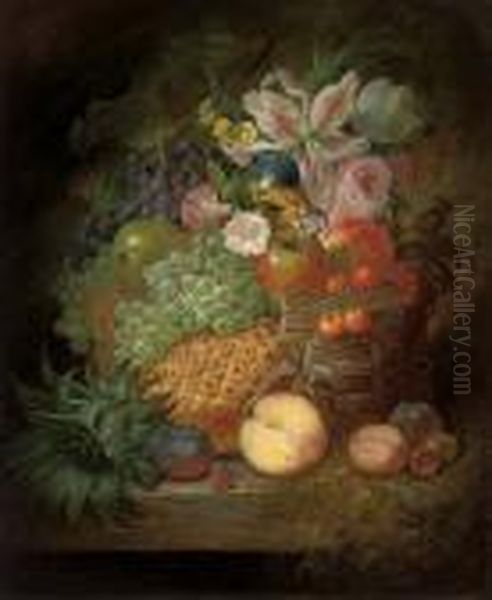 Still Life With Fruit And Flowers Oil Painting by William E.D. Stuart