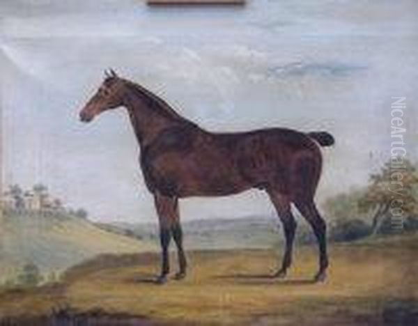 Horse In A Landscape Oil Painting by George Stubbs