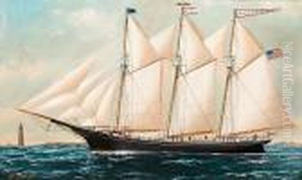 The Three Masted Schooner Rose Estebrook Oil Painting by William Pierce Stubbs