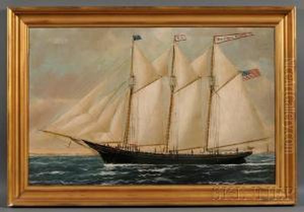 Portrait Of The Three-masted Schooner Oil Painting by William Pierce Stubbs