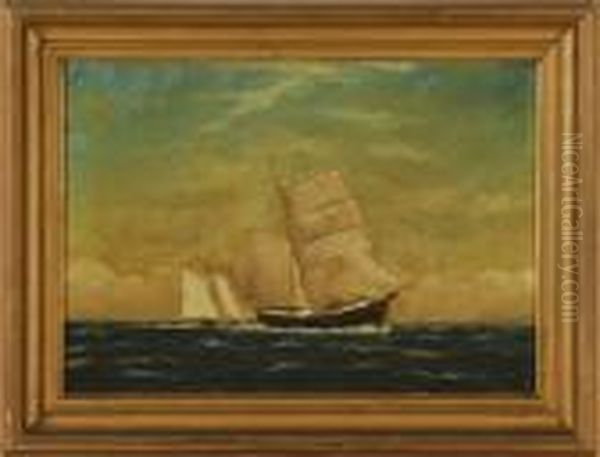 Ships Off The Coast Oil Painting by William Pierce Stubbs