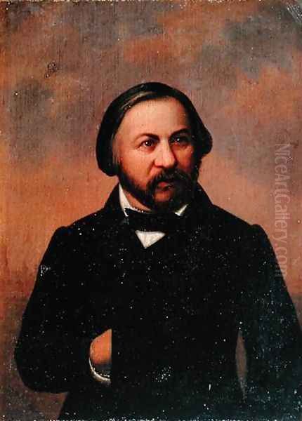 Portrait of Mikhail Ivanovich Glinka 1804-57, 1850s Oil Painting by Anonymous Artist