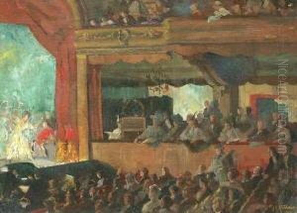 Theaterauffuhrung Mit Zuschauern Oil Painting by Robert Emil Stubner