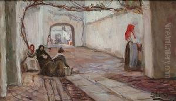 A Street In Seville Oil Painting by Arthur Haythorne Studd