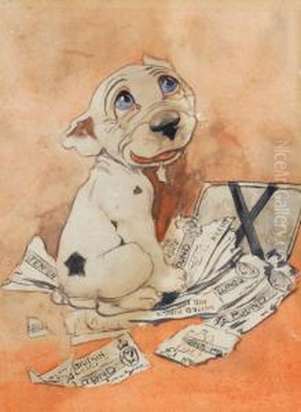 A Small Watercolour Drawing Ofbonzo The Dog Oil Painting by George Ernest Studdy