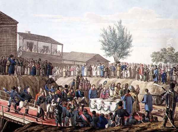 The Laying of the First Stone of the Customs House at Mohiloff in 1820 Oil Painting by Anonymous Artist