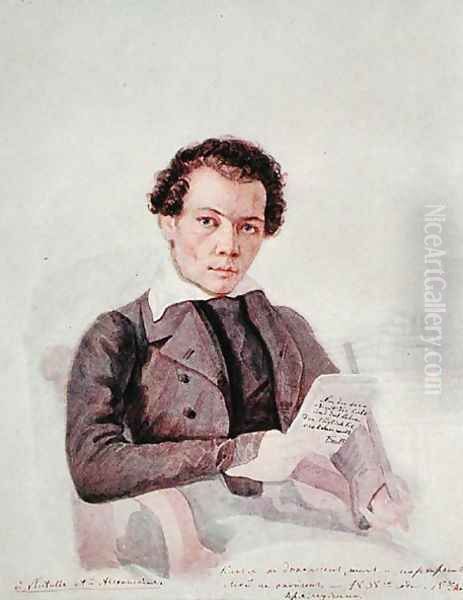 Portrait of Mikhail Aleksandrovich Bakunin 1814-1876 1838 Oil Painting by Anonymous Artist