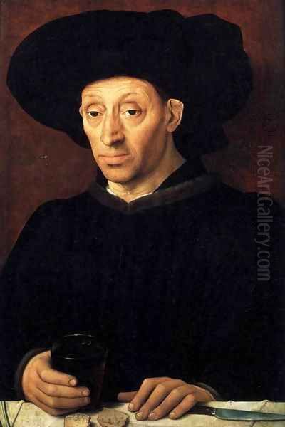 Man with a Glass of Wine 1450 Oil Painting by Anonymous Artist