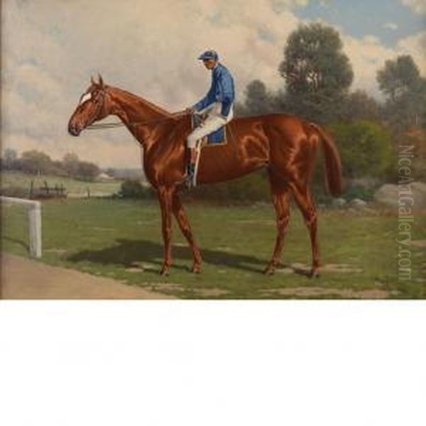 Dobbins, The Race Horse, With Jockey Up Oil Painting by Henry Stull