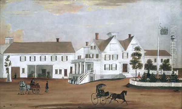 Hudson House 1882 Oil Painting by Anonymous Artist